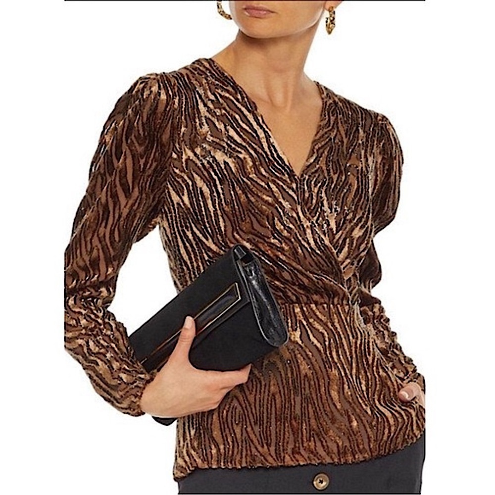 Anthropologie Amit Devoré-Velvet Peplum Blouse. Size Small. NWOT